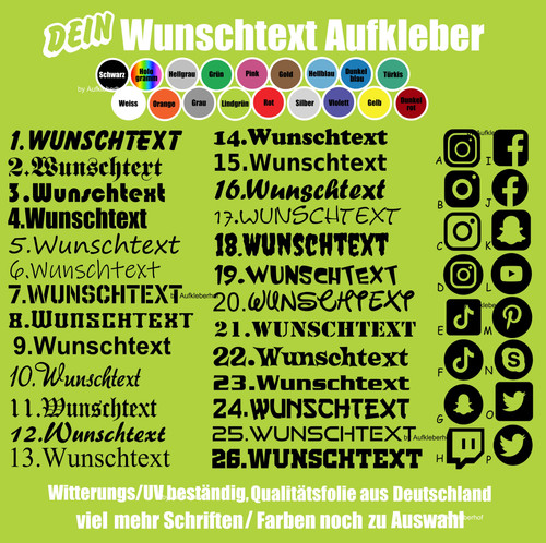 20cm wunschtext aufkleber - 20cm,