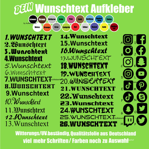60cm wunschtext aufkleber - 60cm,